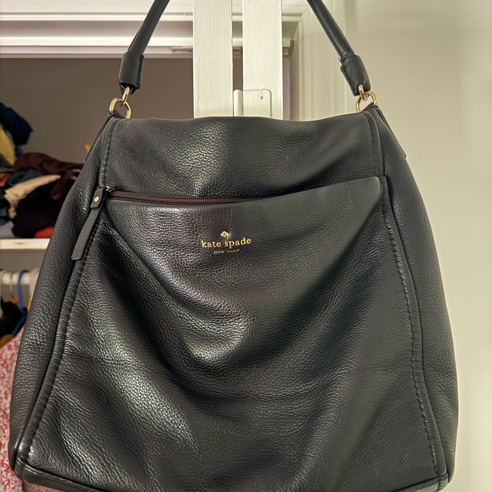 Kate Spade Black Hobo Bag with Gold-Tone Hardware